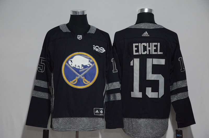 NHL Buffalo Sabres #15 Eichel Black 1917-2017 100th Anniversary Stitched Jersey